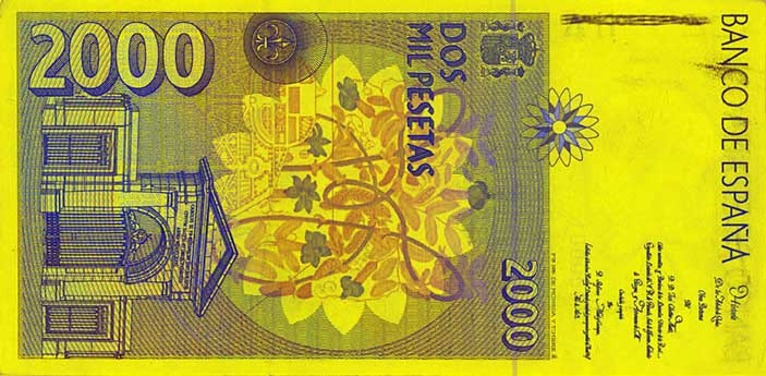 Nota de 2000 pesetas (verso)