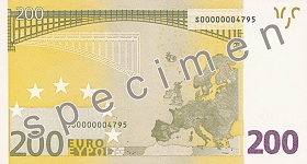200 euro – strona odwrotna