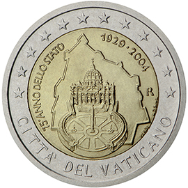 <p>2004:</p><p>Septuagesimoquinto aniversario de la fundación del Estado de la Ciudad del Vaticano</p>
