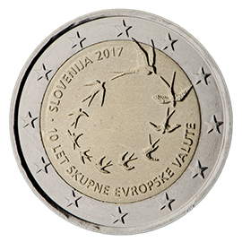 <p>2017:</p><p>10º aniversario del euro en Eslovenia</p>