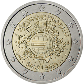 <p>Francia:</p><p>Diez años de billetes y monedas en euros</p>