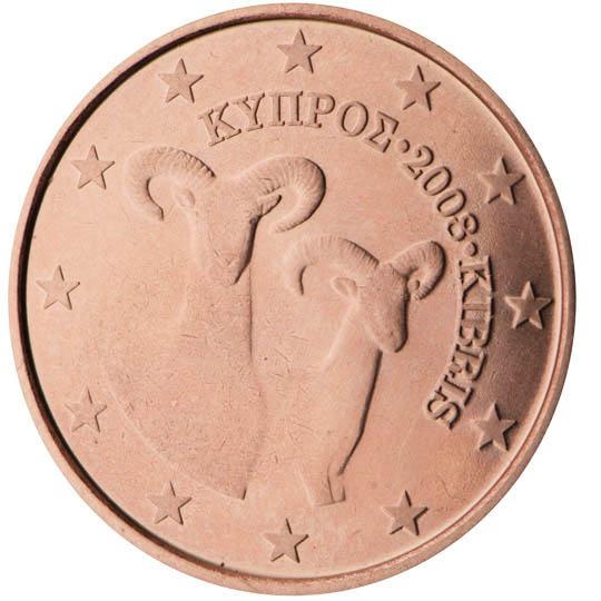 animal wildlife coin Bull Cyprus 5 cents
